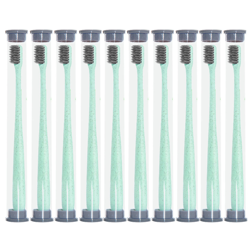 Sensitive Gums Toothbrush For Travelers Ultra Soft Bristle Oral Care Tool Natural Wheat Straw Material Disposable Nitrile Gloves Included Compact Desi