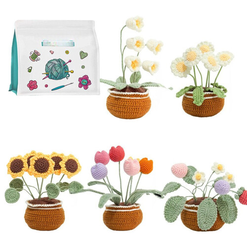 Ensemble de fleurs au Crochet avec tutoriel étape par-Style 3