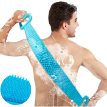 Silikonový kartáč na tělo, exfoliační kartáč na záda pro sprchování a masáž, odolný silikonový kartáč na záda a protiskluzová
