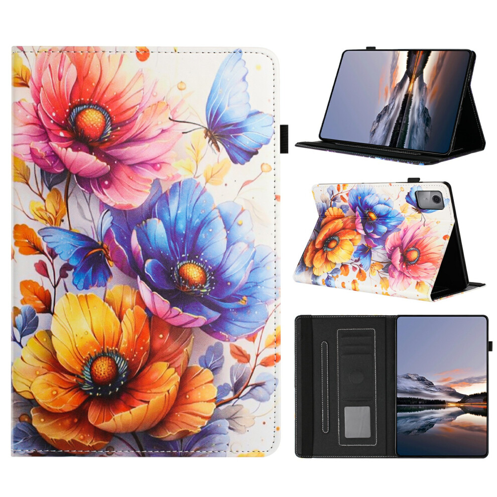 (Flower) Litchi Painting Leather Case For Xiaomi Redmi Pad 2 Card Slot Tablet Cover With Auto Wake / Sleep Grain 6914286569349