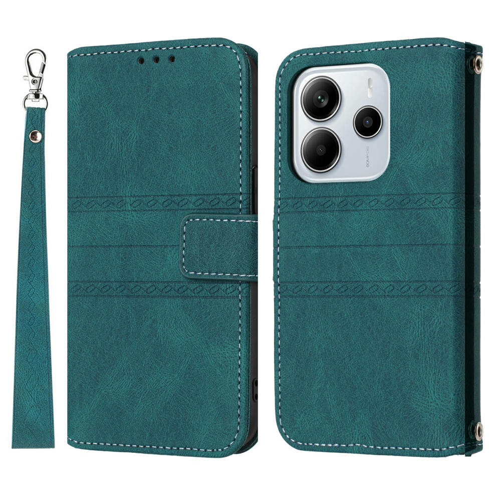(Blackish ) For Xiaomi Redmi Note 14 4G (163.25Mm) Case Wallet Skin-Touch Leather Imprinted Phone Cover Green 6914286844019