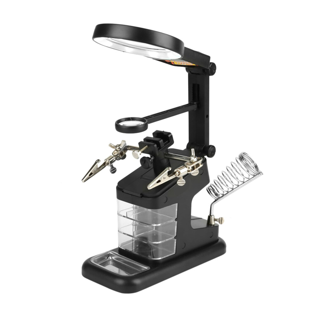 Soldering Helping Hands Led Magnifying Station 3X 4.5X 25X With 10 Led Lights And Rotating Clips 9119770976086