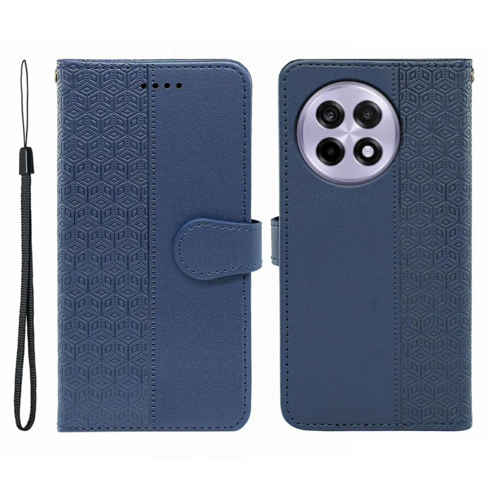 (Blue) Phone Case For Oneplus 13R 5G / Ace 5 5G / Ace 5 Pro 5G Anti Scratch Splicing Imprinted Rhombus Leather Cover Blue 6914283414109