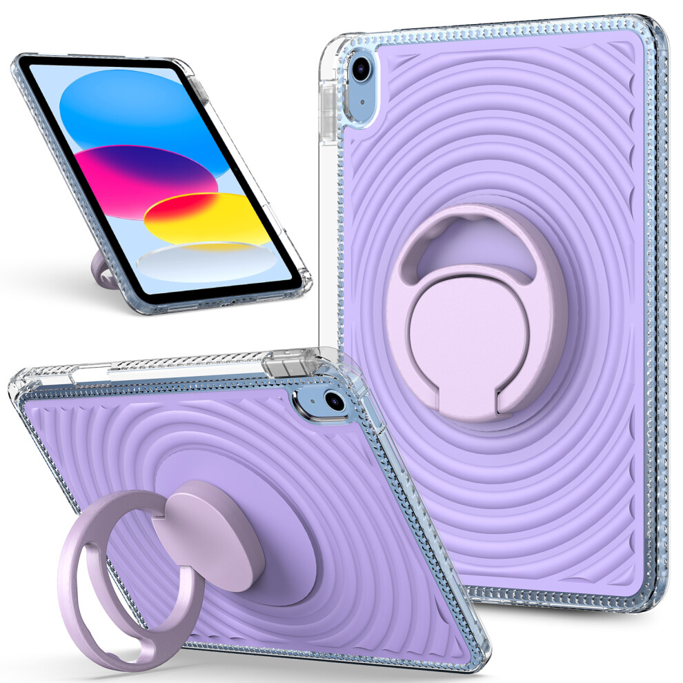 (Purple) For Ipad (2025) / 10.9 (2022) Case Kickstand Wave Pattern Shockproof Tpu + Pc Tablet Cover Purple 6914289441550