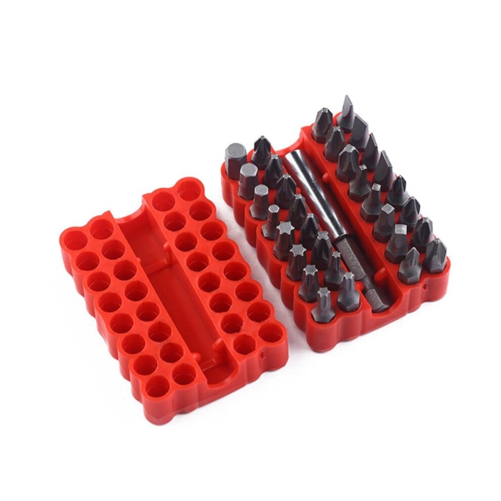 Tamper Security Bit Set 33Pcs With Magnetic Extension Holder Four Wing Bits For Cordless Screwdrivers And Drills Red 9365049254519
