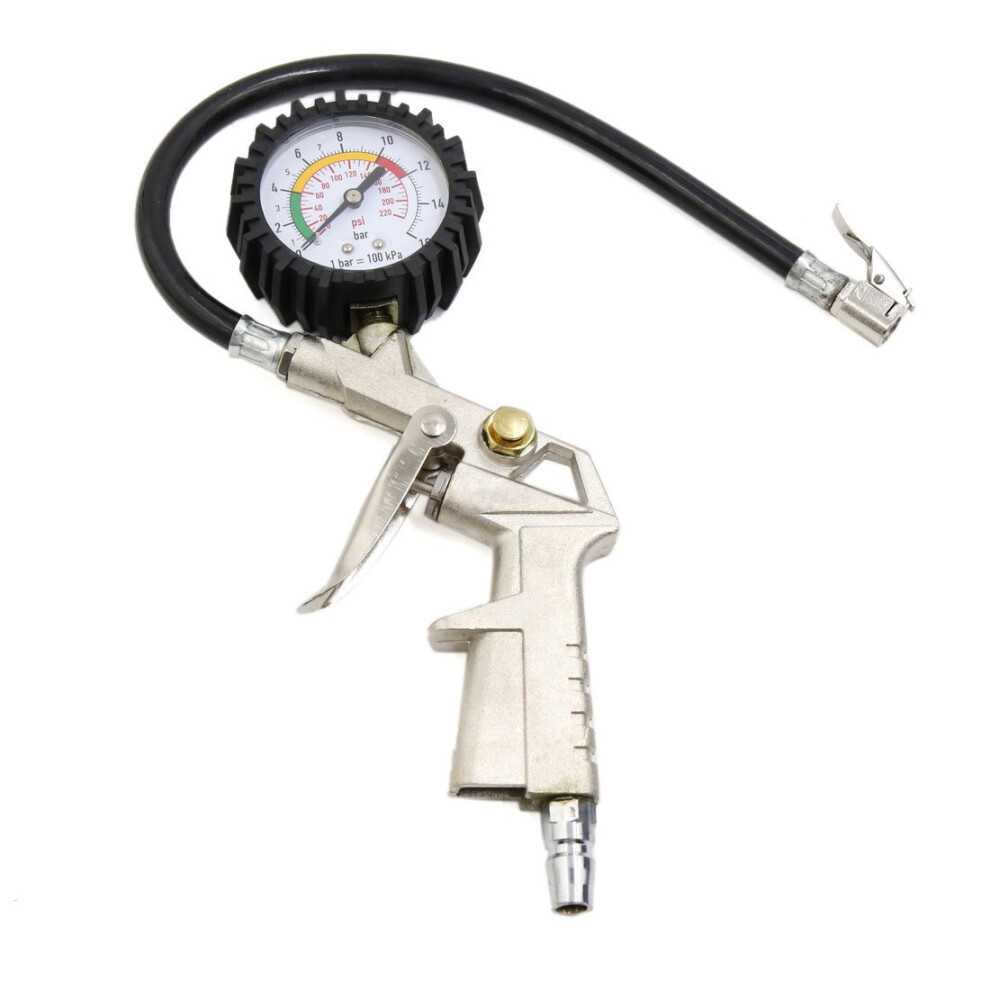 0220Psi Tire Tyre Inflator Gun Dial Precision Air Pressure Gauge For Auto Car Psi Range Dial Gauge Tire Pressure Tool 9365049255387