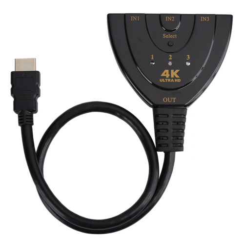 Διακόπτης HDMI, Διανομέας HDMI 4K, Διακόπτης HDMI 3 θυρών με καλώδιο Pigtail, Υποστηρίζει