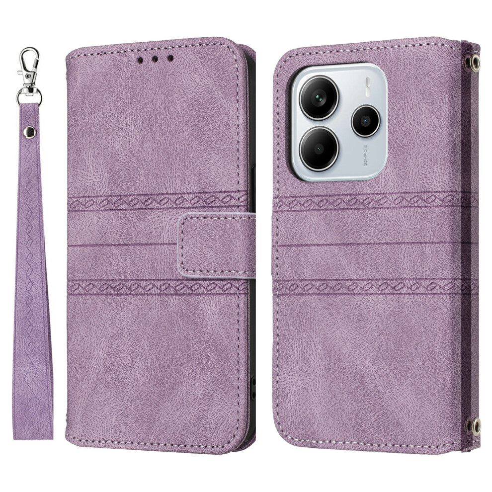 (Purple) For Xiaomi Redmi Note 14 4G (163.25Mm) Case Wallet Skin-Touch Leather Imprinted Phone Cover Purple 6914285466243