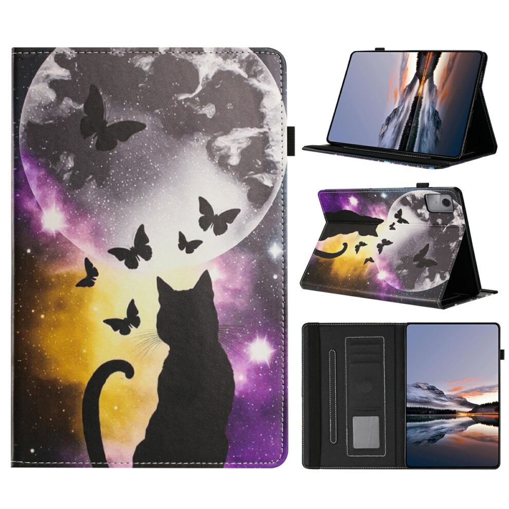 (Cat Shadow) Litchi Painting Leather Case For Xiaomi Redmi Pad 2 Card Slot Tablet Cover With Auto Wake / Sleep Grain 6914286887511