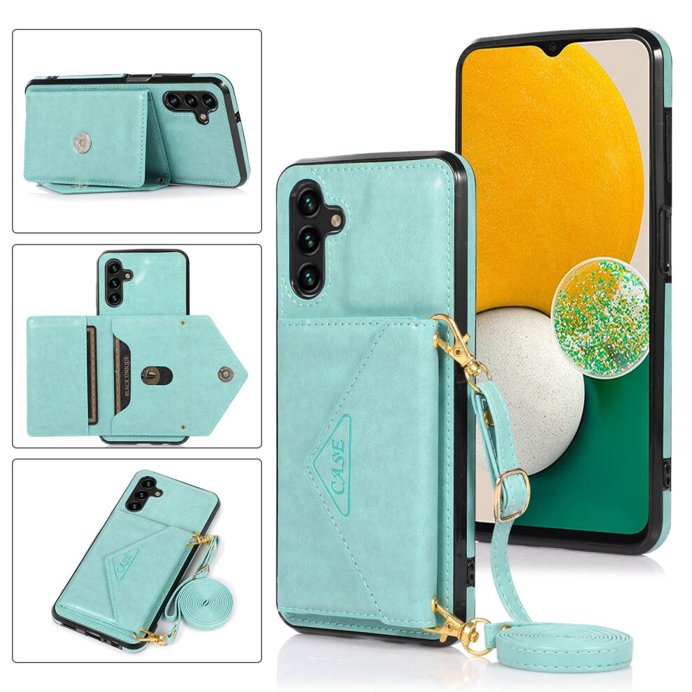 (Green) For Samsung Galaxy A26 5G Cell Phone Case Triangle Lid Card Bag Leather + Tpu Cover With Long Strap Green 6914287618053