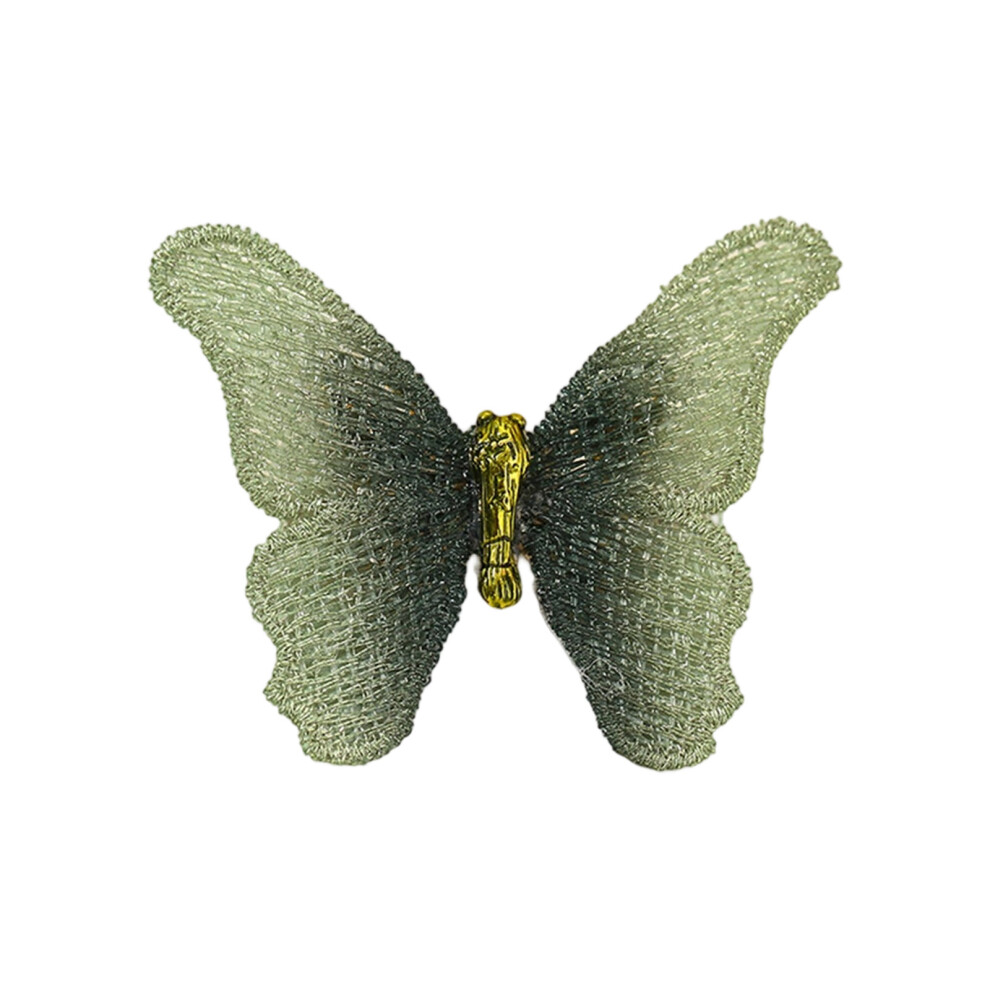 Green Sophisticated Embroidered Chest Brooch Butterfly Ornament