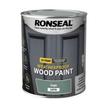 Ronseal 10YR Weatherproof Wood Paint, Satin - Sage - 750ml
