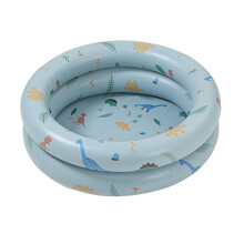 Inflatable Pool Baby, Retro Style, Thickened PVC, Blue Dinosaur Pattern, Family Friendly Pool