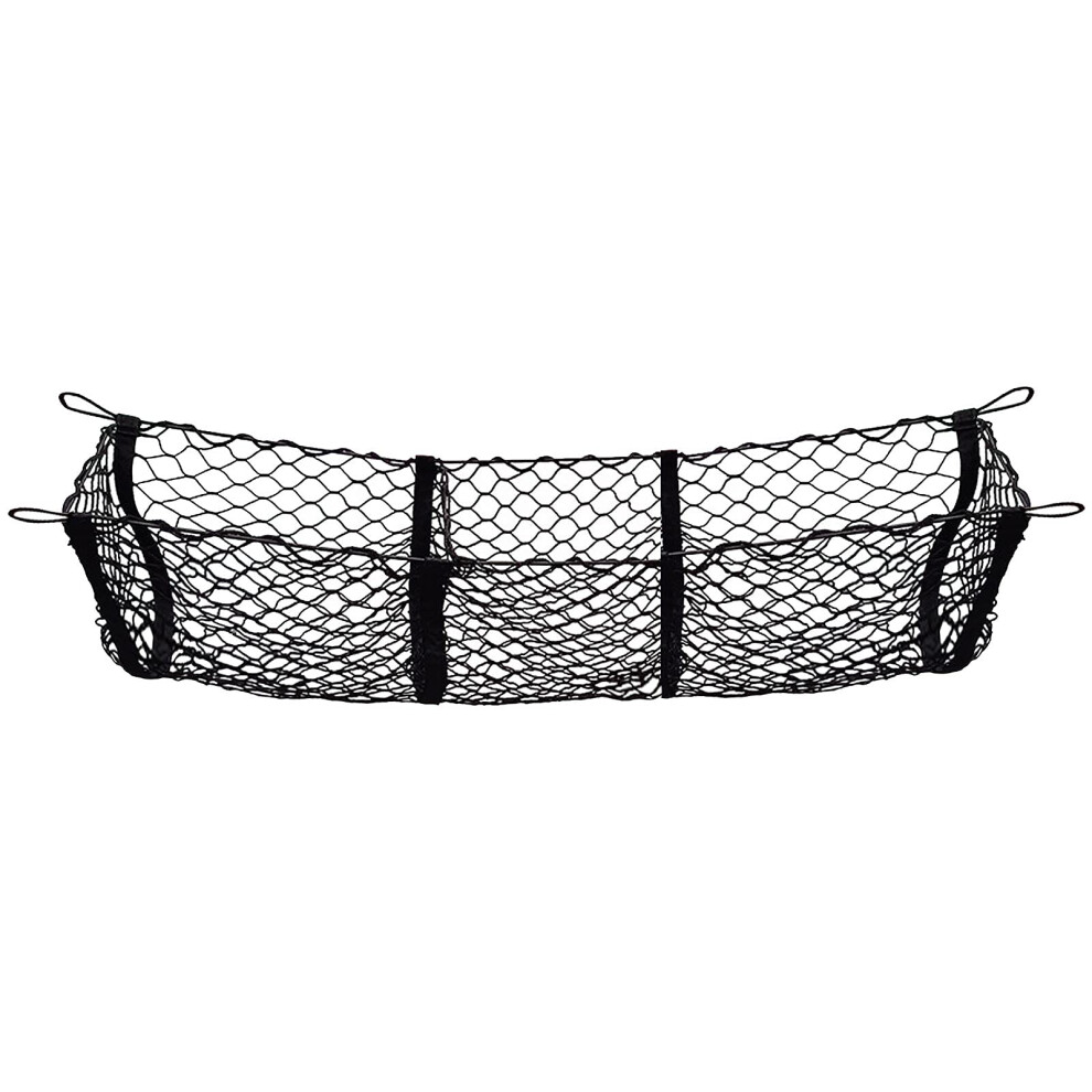 Car Rear Trunk Three Pocket Mesh Storage Net Stretchable Adjustable Cargo Organizer For Cars Suvs Rvs Vans Trucks Black 9119770976895