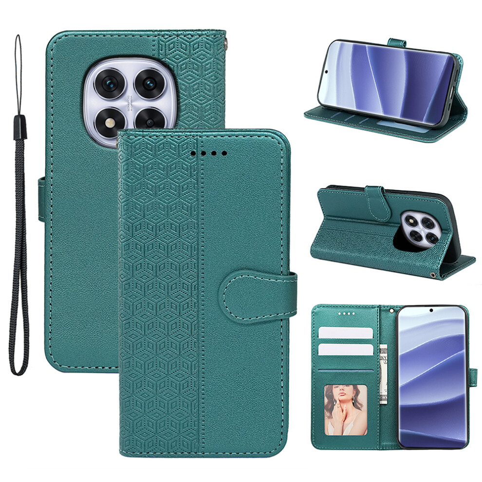 (Green) For Xiaomi Redmi Note 14 Pro 4G Case Anti Scratch Splicing Imprinted Rhombus Leather Phone Cover Green 6914289877311
