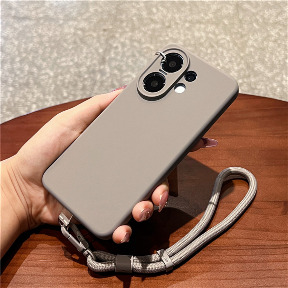 (Grey) For Vivo S30 5G Case Precise Cutouts Liquid Silicone + Pc Phone Cover With Wrist Strap Grey 6914288609296