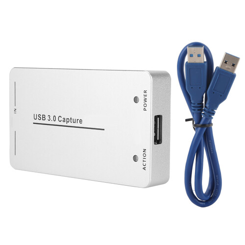 Placa de captura de vídeo HDMI para streaming de jogos, 1080p 60fps com passagem HDMI e interface USB 3.0, compatível com Windows, Mac OS, Linux e
