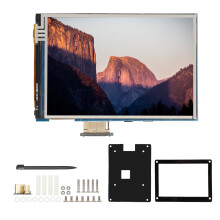 3,5-tums akryl 1080P pekskärm LCD-skärm för Raspberry Pi, tydlig skärmeffekt, snabb responsiv resistiv pekskärm, svart, 3,5 tum, multi-L