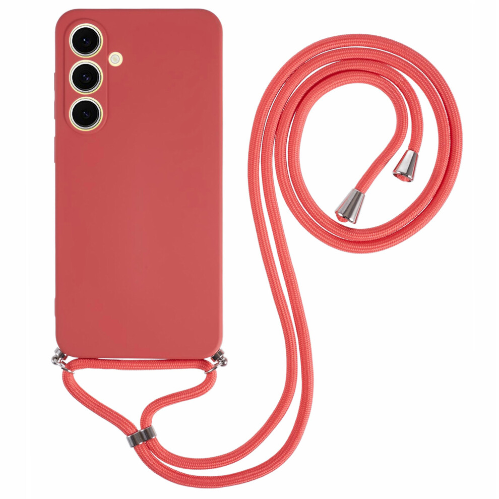 (Hawthorn ) For Samsung Galaxy A16 4G / 5G Case Flexible Tpu Fiber Lining Anti-Shock Crossbody Phone Cover Red 6914285865169