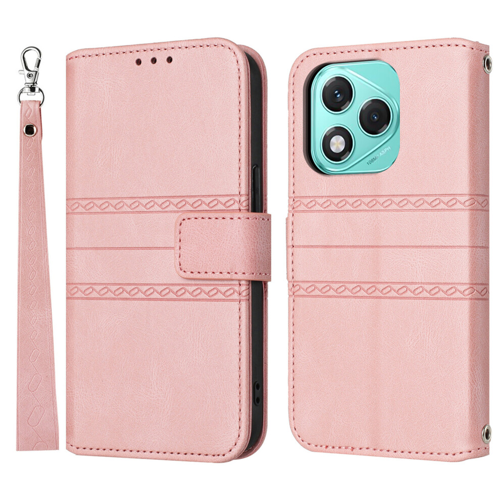 (Pink) For Honor 400 Lite 5G Case Wallet Skin-Touch Leather Imprinted Phone Cover With Wrist Strap Pink 6914280882826