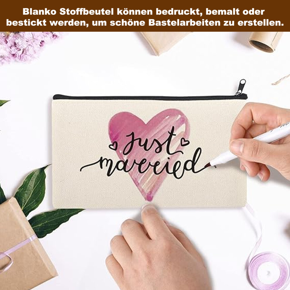 Blank Makeup Bags, Multifunctional Pouches Travel Toiletry Bag, Machine Washable Canvas Pencil Pouch Lightweight and Durable, DIY Craft Zipper Bags Po
