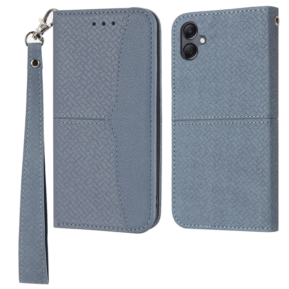 (Grey) For Samsung Galaxy A07 4G / A06 4G / 5G Case Woven Texture Pu Leather Wallet Phone Cover With Wrist Strap Grey 6914288946773