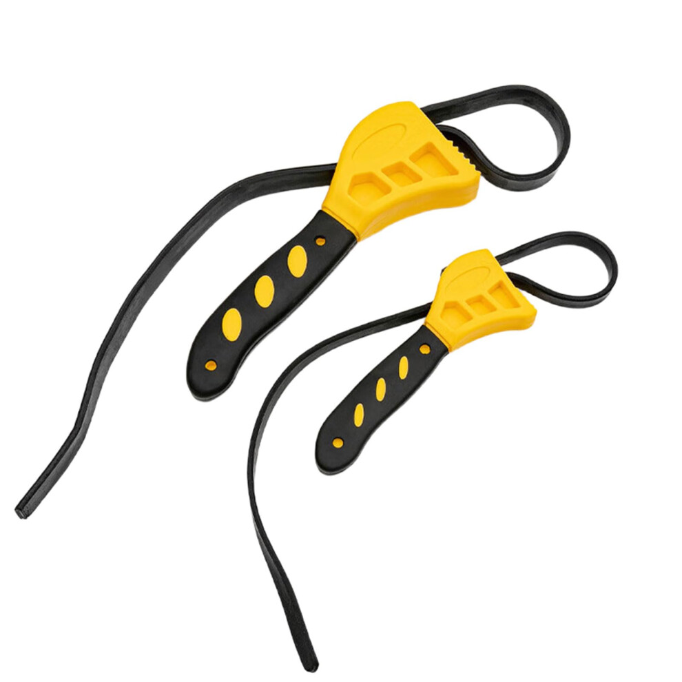 Strap Wrench Set Two Piece Adjustable Rubber Belt Wrench Jar Opener Shower Head Wrench Water Filter Yellow 9365049257374