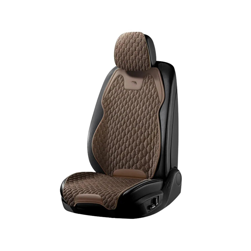 Car Seat Cushion Breathable Linen Front Seat Cover Antislip Bottom Protective Universal Car Seat Cover Coffee 1Pc 9119770977205