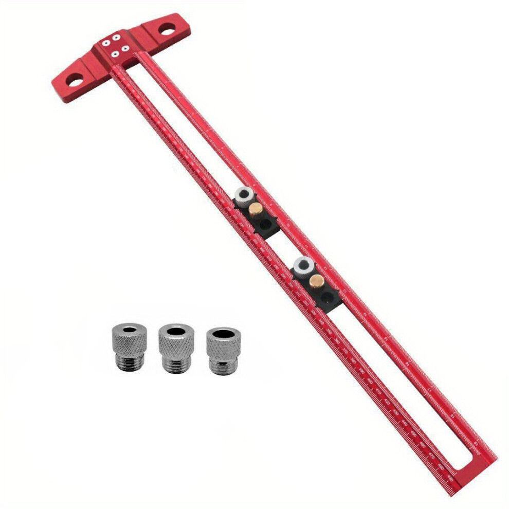 2-In-1 Aluminum Woodworking Scriber & Ruler, 300/500Mm, Red 5081365769950