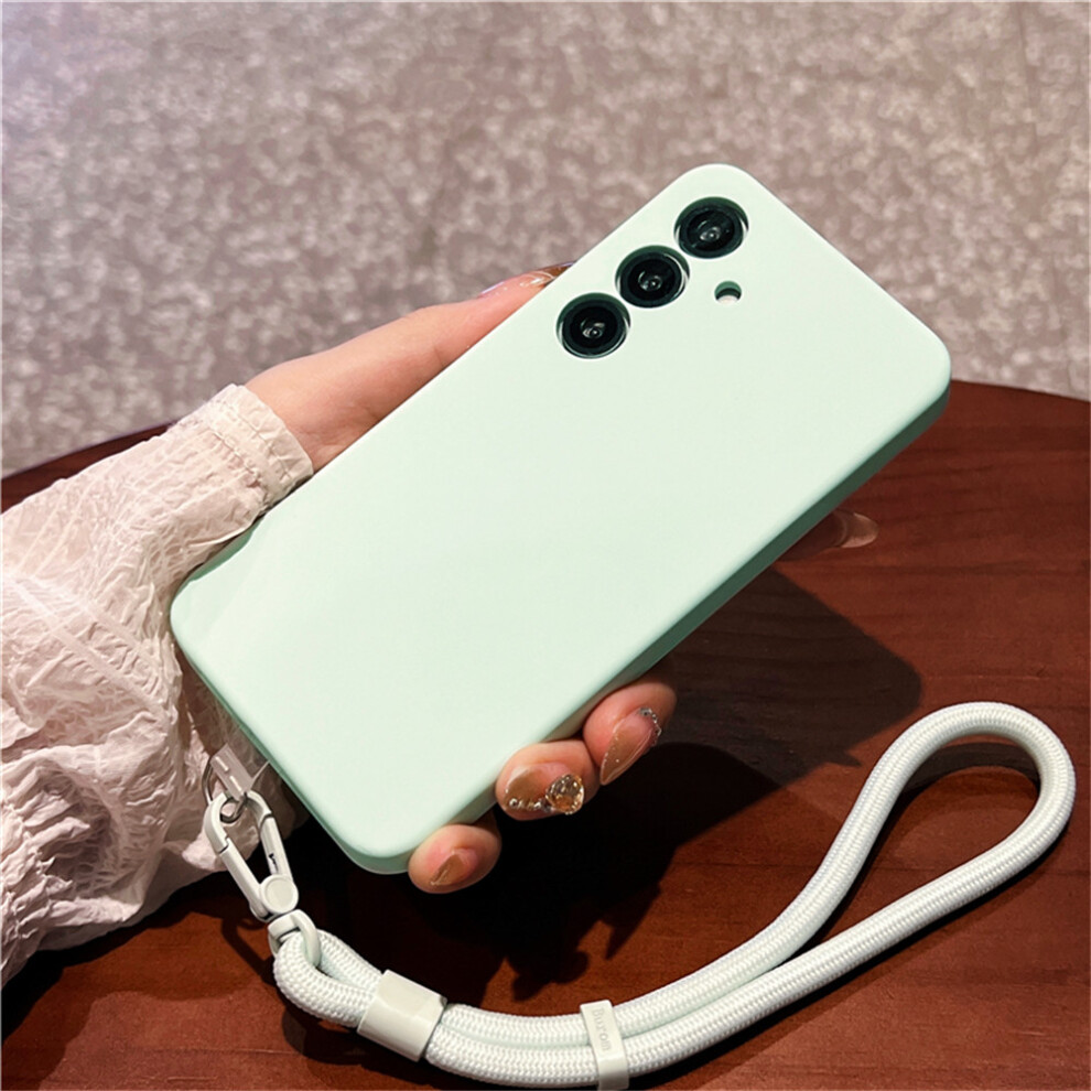 (Light ) For Samsung Galaxy S25 Case Precise Cutouts Liquid Silicone + Pc Phone Cover With Wrist Strap Green 6914285615221