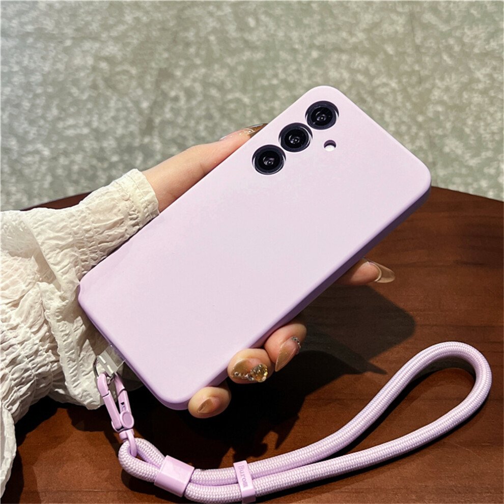 (Light ) For Samsung Galaxy S25 Case Precise Cutouts Liquid Silicone + Pc Phone Cover With Wrist Strap Purple 6914281211878