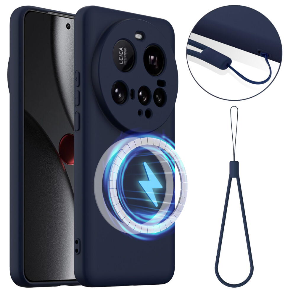 (Dark ) For Xiaomi 15 Ultra Case Compatible With Magsafe Anti-Drop Liquid Silicone Phone Cover Blue 6914284021818