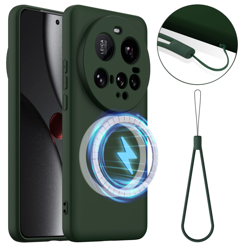 (Dark ) For Xiaomi 15 Ultra Case Compatible With Magsafe Anti-Drop Liquid Silicone Phone Cover Green 6914288270410