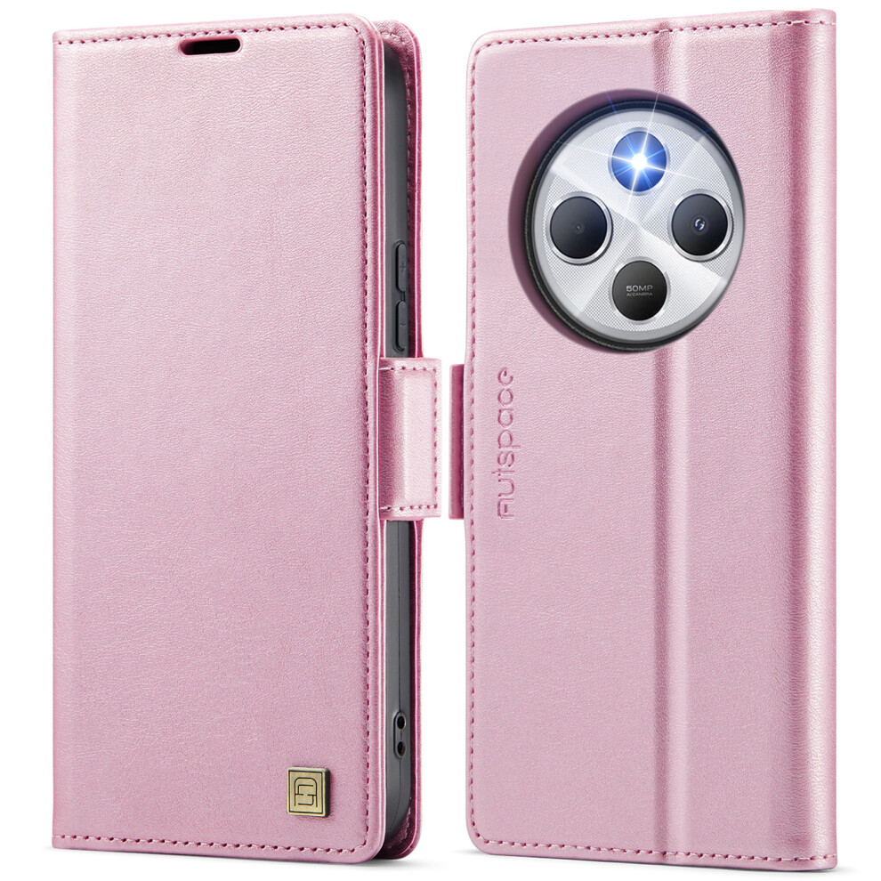 (Pink) For Xiaomi Redmi 14C 4G Case Autspace A11 Rfid Blocking Retro Leather Cell Phone Wallet Cover Pink 6914284005849