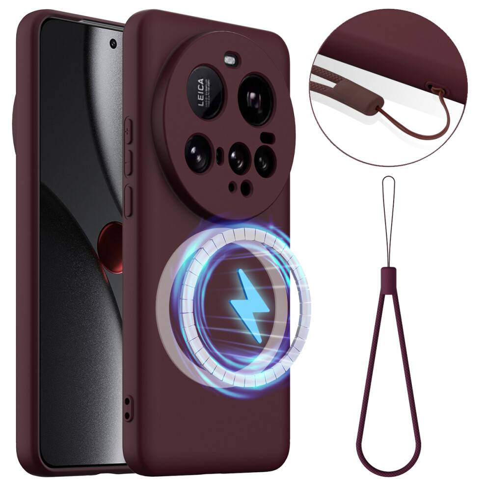 (Wine ) For Xiaomi 15 Ultra Case Compatible With Magsafe Anti-Drop Liquid Silicone Phone Cover Red 6914288466721