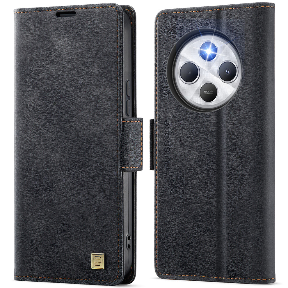 (Black) For Xiaomi Redmi 14C 4G Case Autspace A11 Rfid Blocking Retro Leather Cell Phone Wallet Cover Black 6914284171728