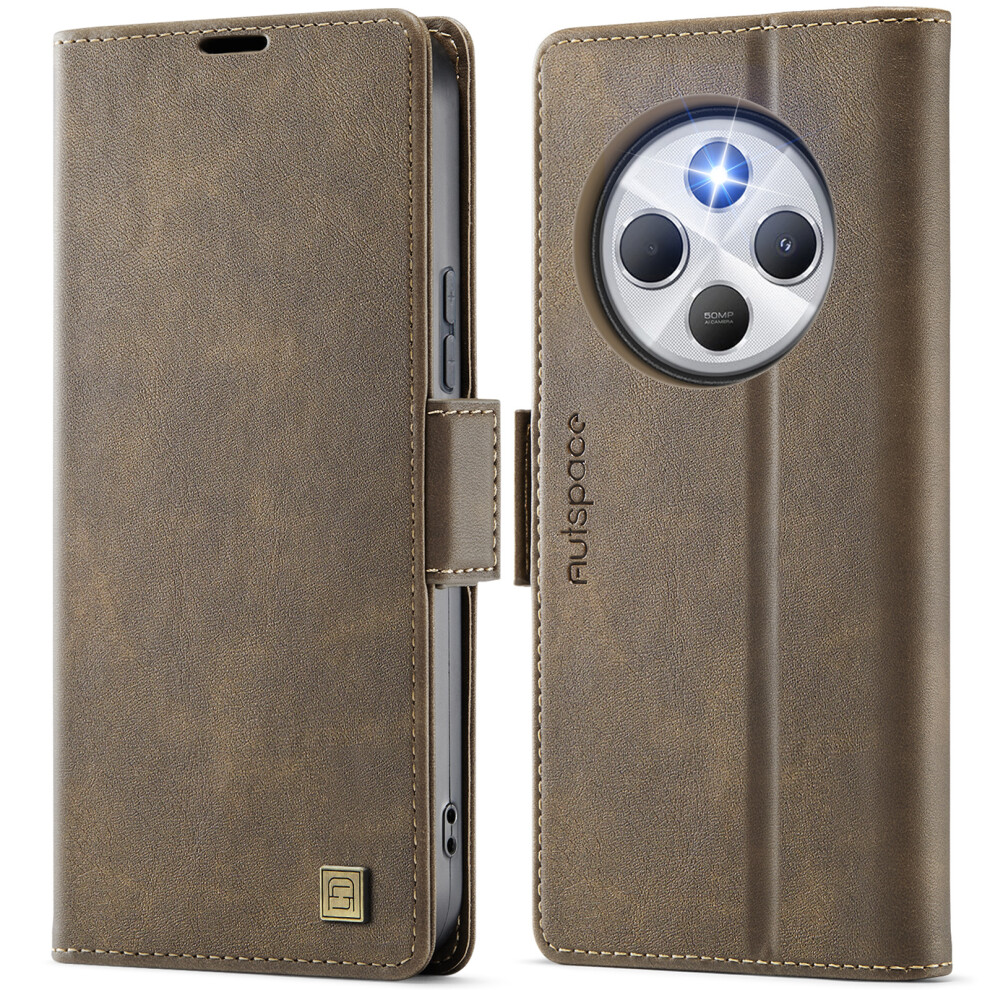 (Brown) For Xiaomi Redmi 14C 4G Case Autspace A11 Rfid Blocking Retro Leather Cell Phone Wallet Cover Brown 6914281118702