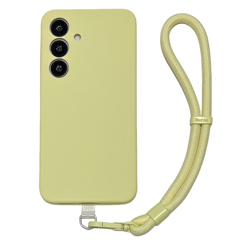 (Light ) For Samsung Galaxy S25 Case Precise Cutouts Liquid Silicone + Pc Phone Cover With Wrist Strap Yellow 6914282164326