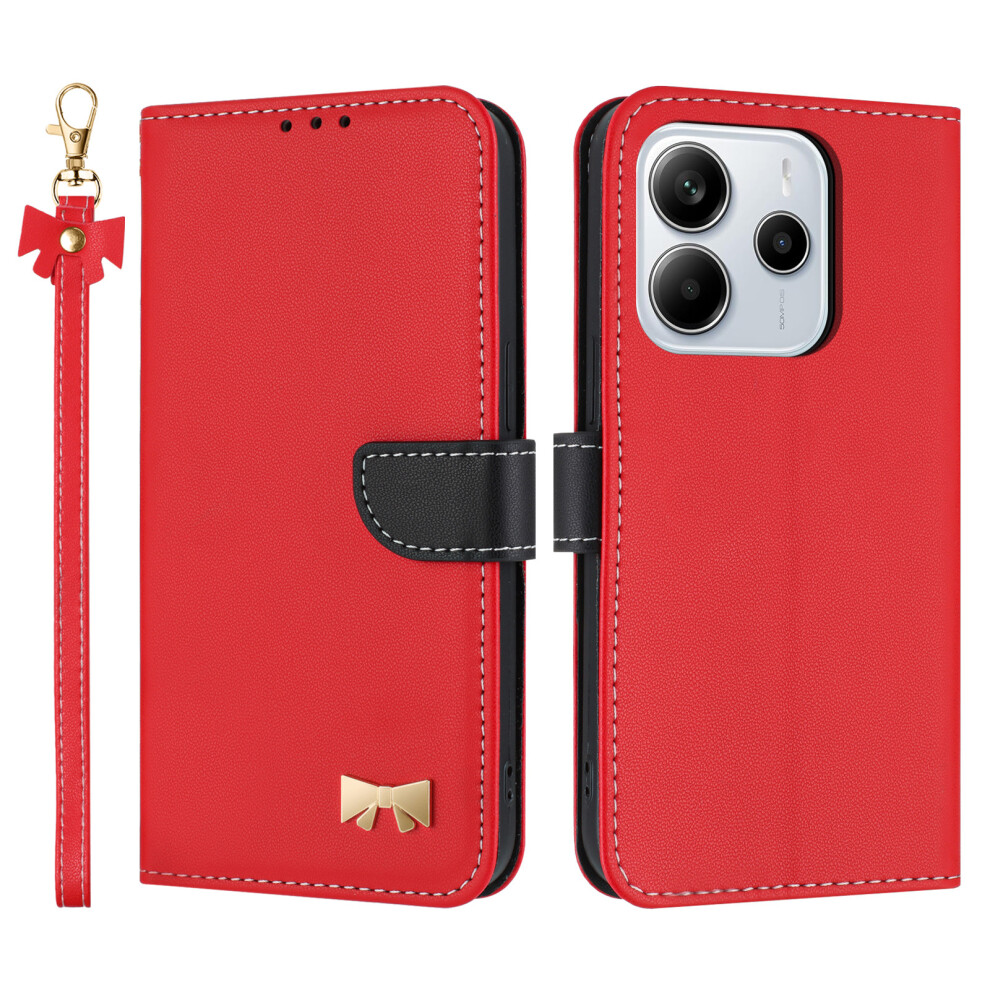 (Red) For Xiaomi Mi Note 14 4G (164.84Mm) Case Bowknot Decor Wallet Leather Phone Cover With Wrist Strap Red 6914284340476