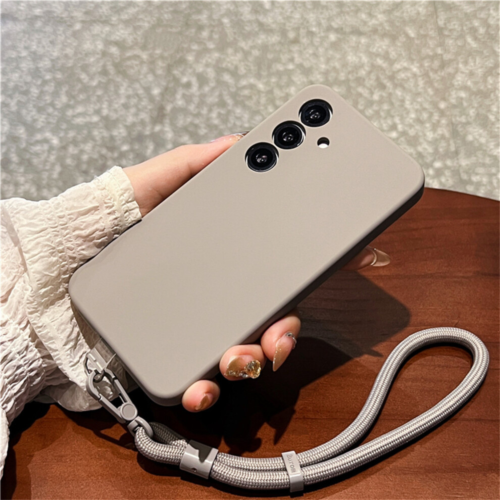 (Grey) For Samsung Galaxy S25+ Case Precise Cutouts Liquid Silicone + Pc Phone Cover With Wrist Strap Grey 6914288576277