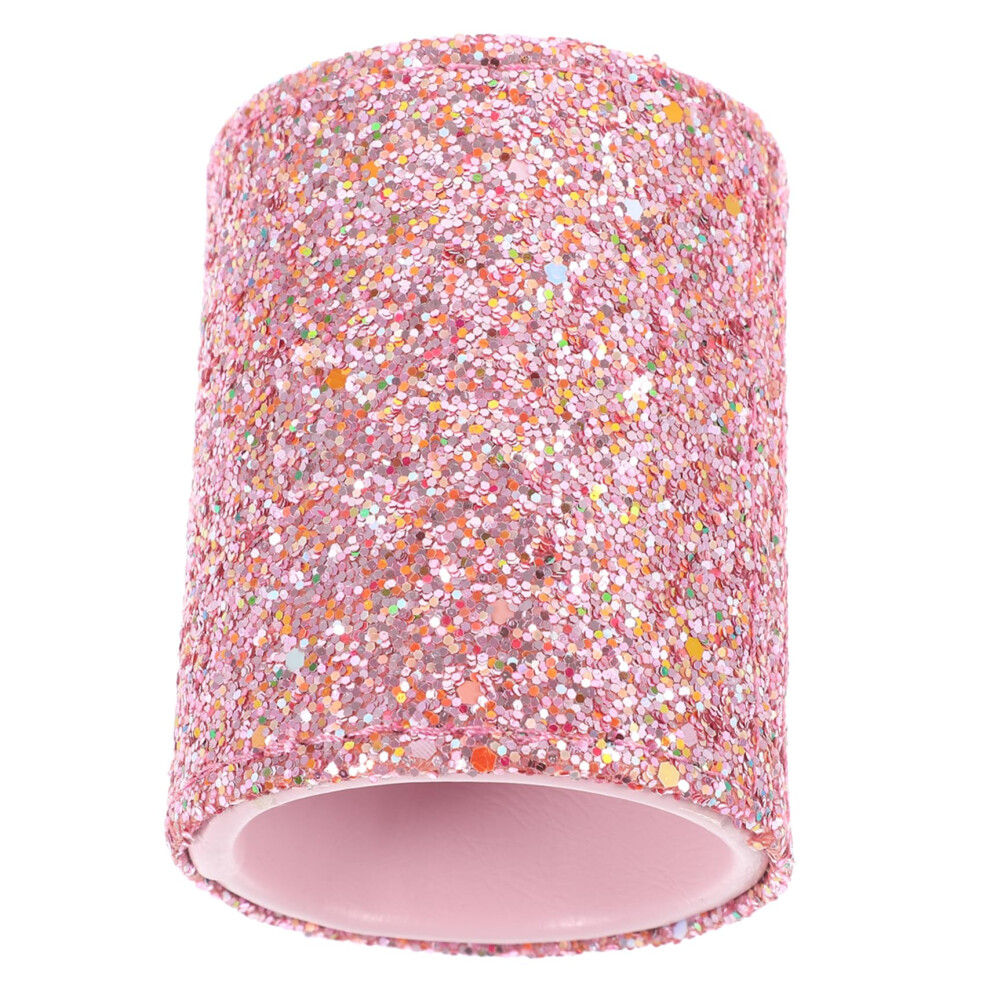 Portable Glitter Makeup Brush Holder Pink Small Storage Bucket For Makeup Tools Compact Vanity Organizer For Women