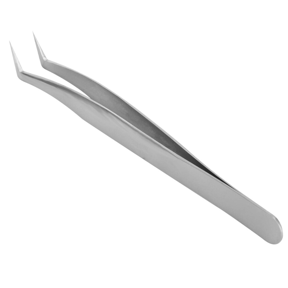 Silver Stainless Steel Eyelash Grafting Tweezers Professional Pointed Head Fine Tip For Precision Eyelash Extension