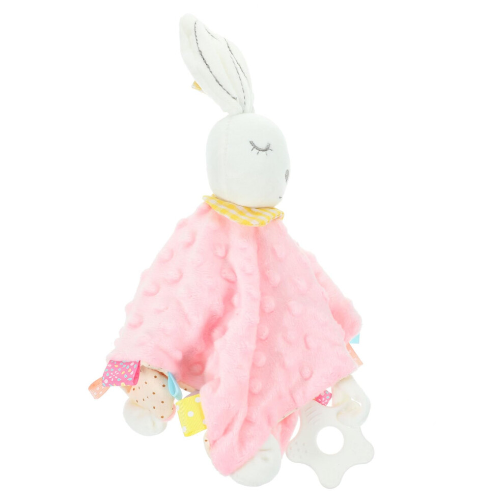 Sensory Stuffed Rabbit Security Blanket Bright Tags Soft Soothing Comforter Finger Grip Plush Soother For Sleep And Play