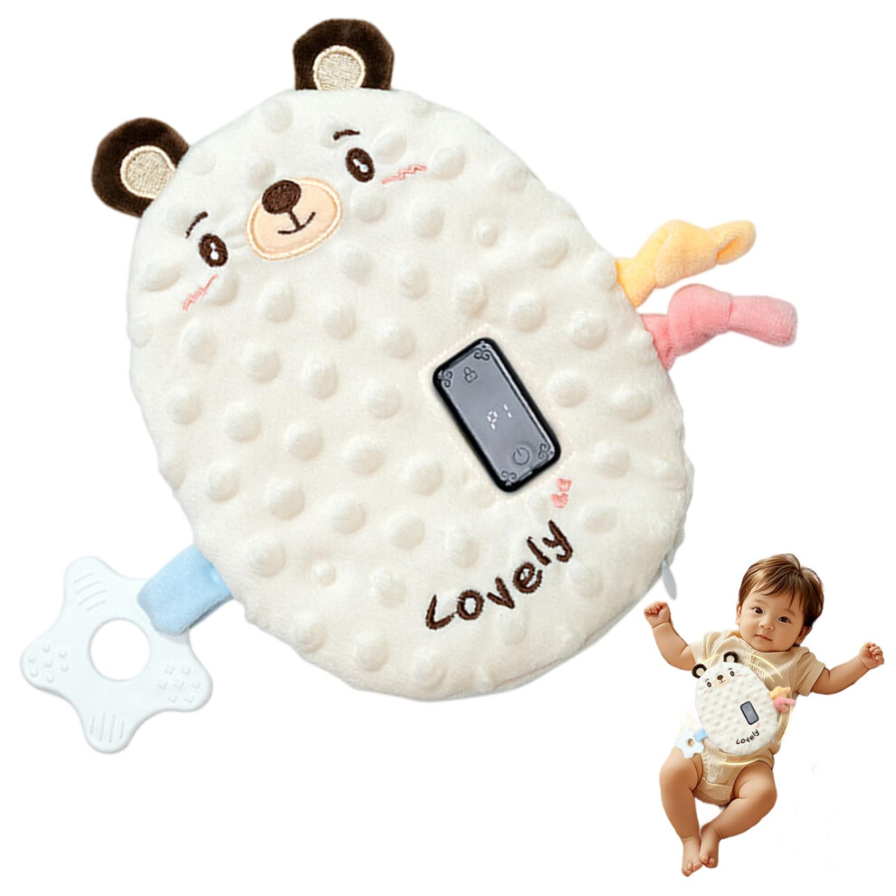 Baby Vibrating Soother, Animal Crib Toy For Sleep, Three Adjustable Vibration Modes, Portable Infant Sleep Doll, White