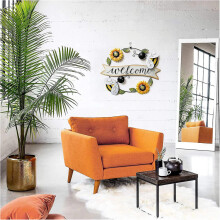 Placa de boas-vindas artesanal em metal, decoração para porta de entrada estilo fazenda, placa decorativa para jardim com flores, fácil de
