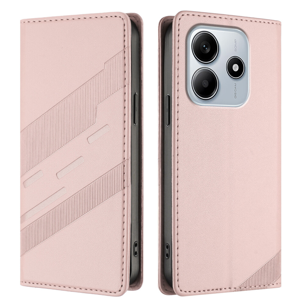 (Pink) For Xiaomi Redmi Note 14 4G (164.84Mm) Phone Cases Punk Style Imprinted Wallet Stand Leather Cover Pink 6914288972123