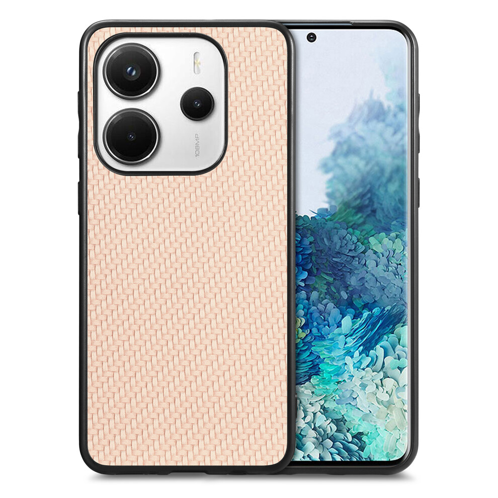 (Apricot) For Xiaomi Redmi Note 14 4G (163.25Mm) Case Carbon Fiber Texture Pu+Pc+Tpu Phone Back Cover 6914283689415