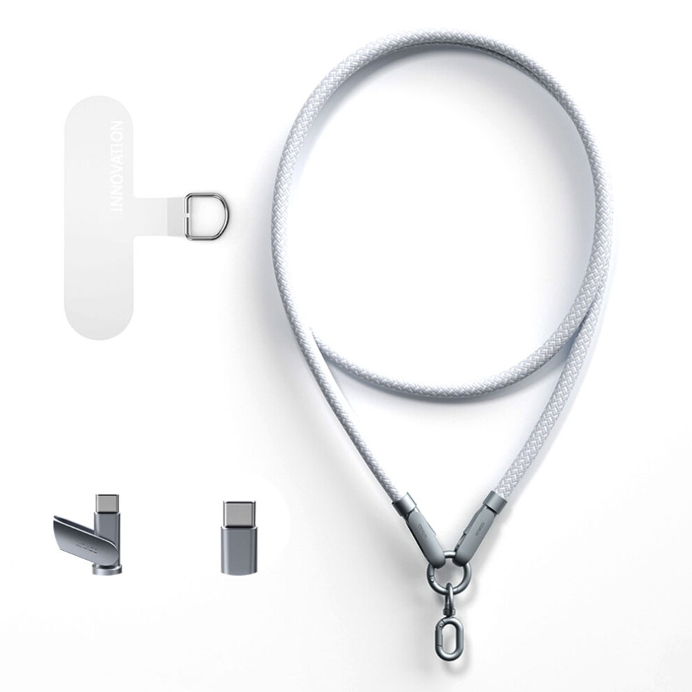 (White) Xddc-029 1.2M Crossbody Phone Lanyard 240W Charging Cable Type-C To Type-C Braided Cord White 6914287085466