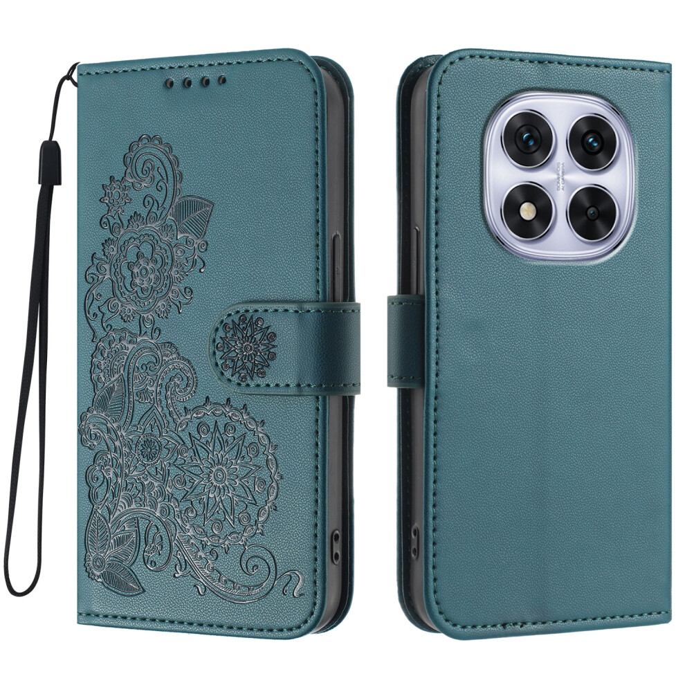 (Blackish ) For Xiaomi Redmi Note 14 Pro 4G Phone Cases Mandala Flower Leather Wallet Mobile Cover With Strap Green 6914282131229
