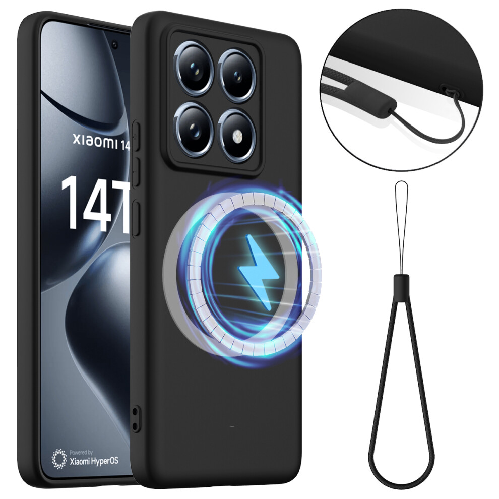 (Black) For Xiaomi 14T Pro Case Compatible With Magsafe Anti-Drop Liquid Silicone Phone Cover Black 6914287037489
